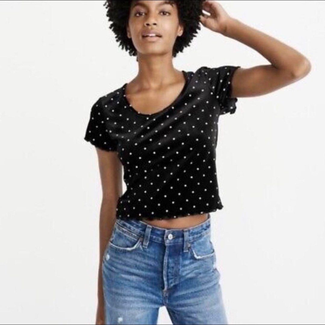 velvet polka dot top