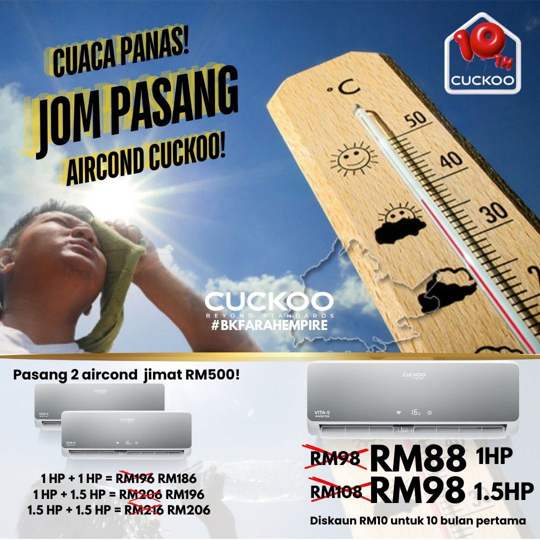 AIRCOND INVERTER CUCKOO PERCUMA YURAN PROSES DAN PERCUMA BASIC