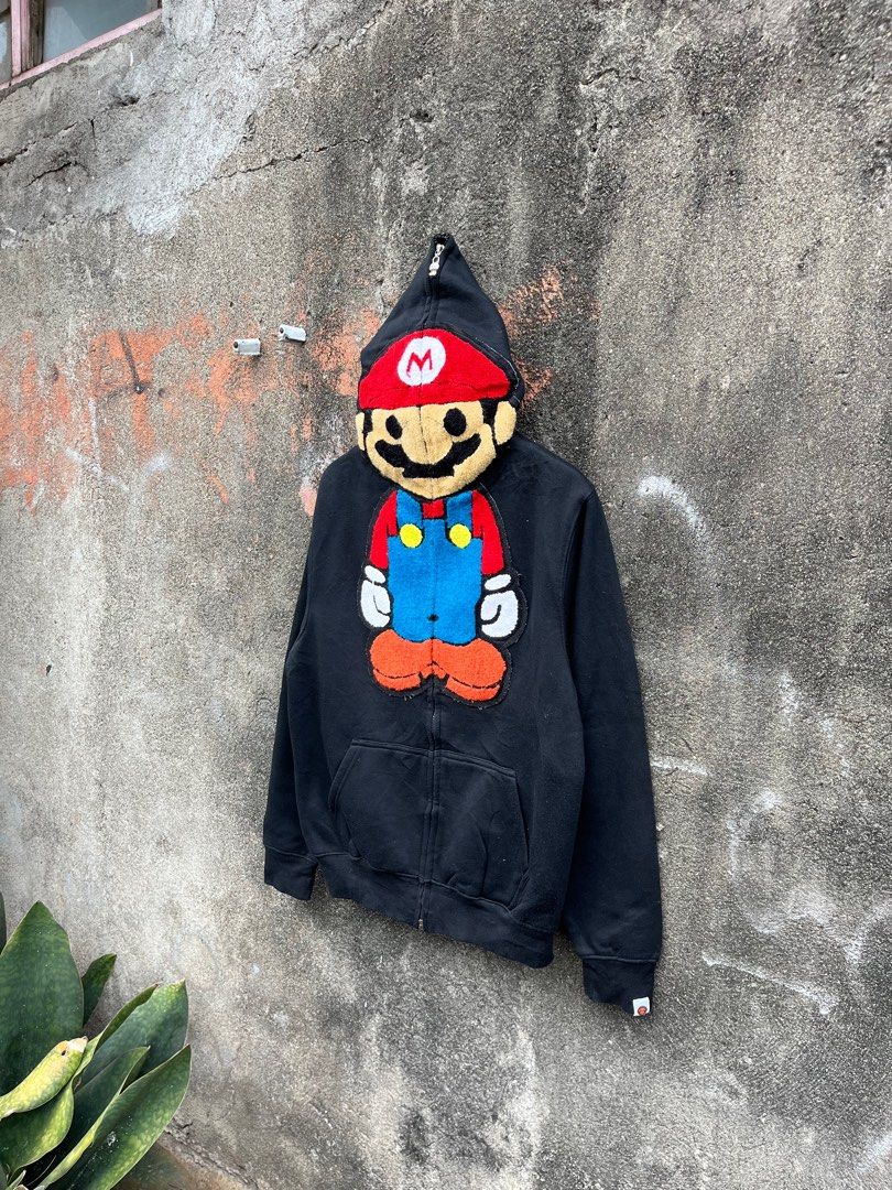 Baby Milo x Super Mario by A Bathing Ape Zipper Hoodie Fesyen Pria Pakaian Baju Luaran di Carousell