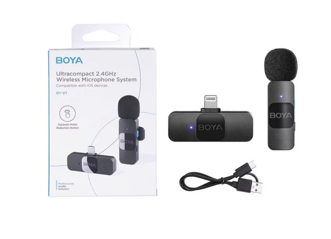 Wireless Noise Cancelling Microphone For iPhone iPad BOYA BY V1 Audio Microphones on Carousell