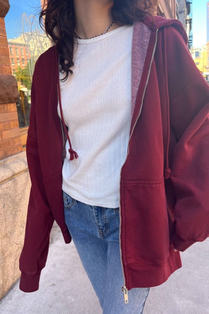 Red brandy melville hoodie outlet
