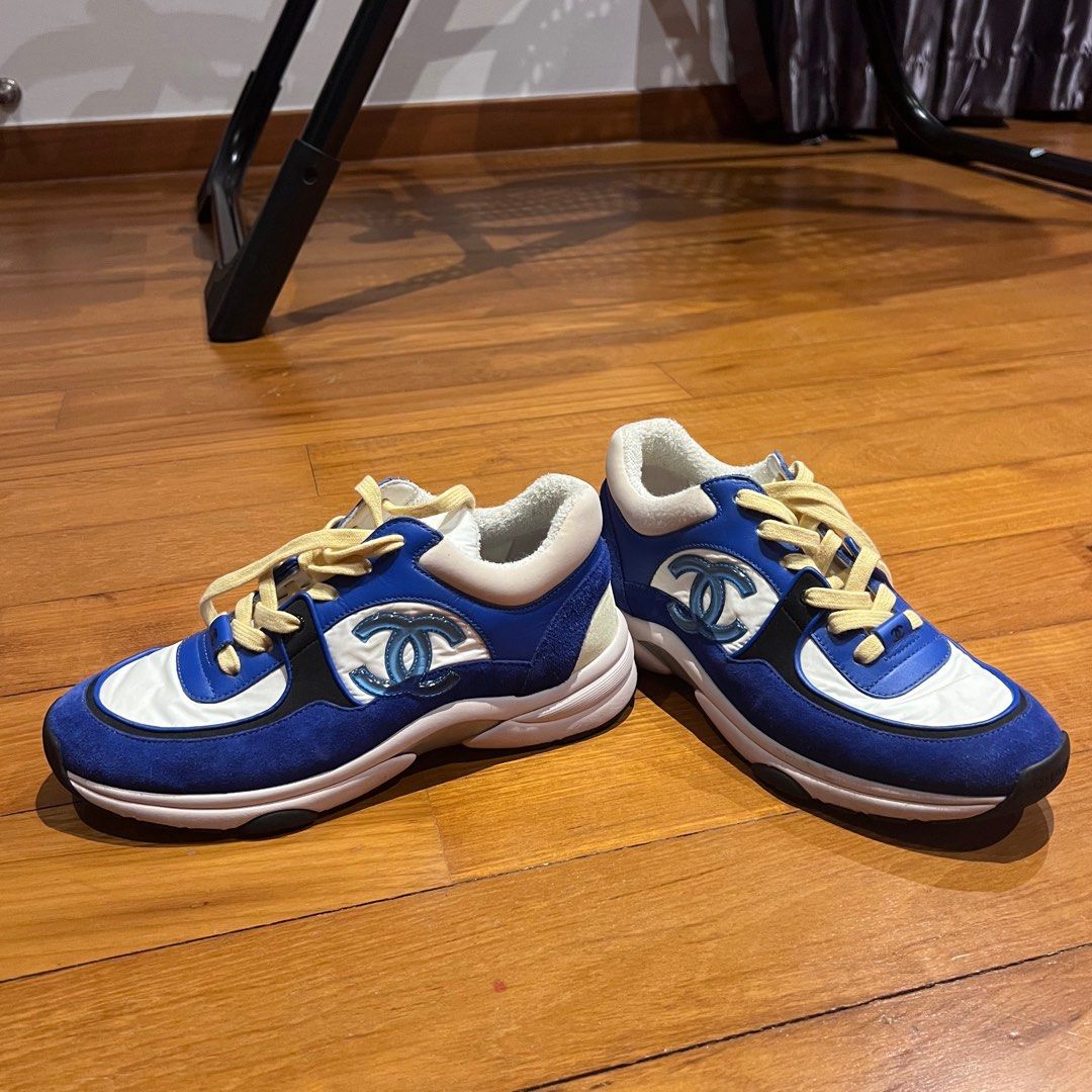 Blue and yellow chanel sneakers deals