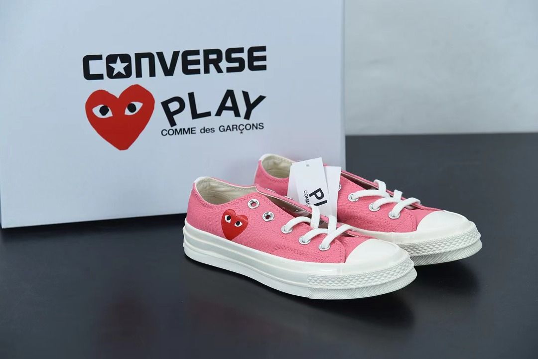 Converse x COMME des GARCONS PLAY Chuck 70 Low Bright Pink Women s Fashion Footwear Sneakers on Carousell