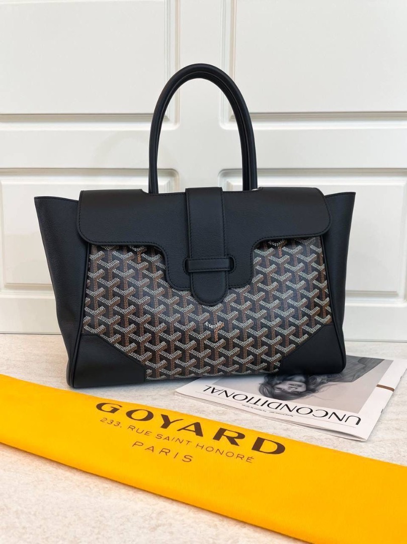 Excellent Goyard Saigon Tote Cabas MM Black 2023 with Dustbag