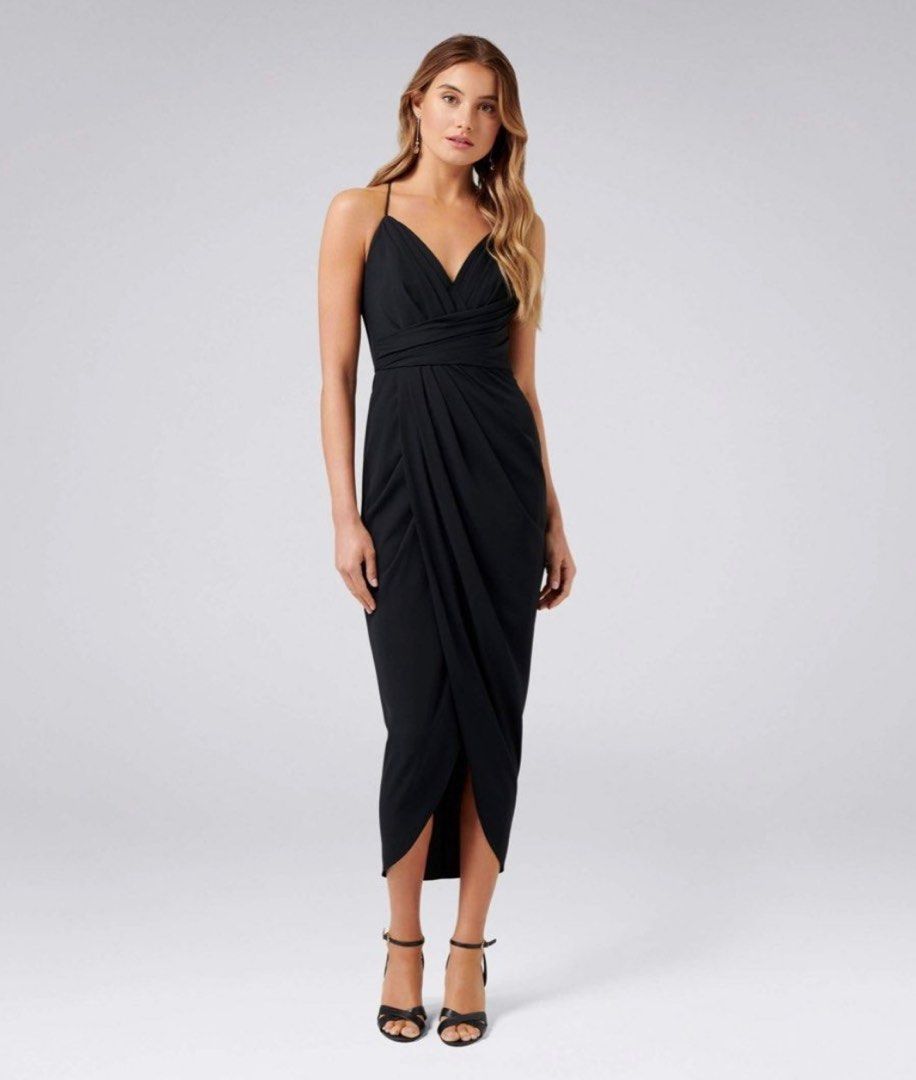Forever New Charlotte Drape Maxi Dress petite in Black