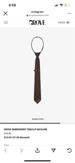 Grove EMBROIDERY TIE&CLIP 呔 飾物(啡色64237119066625110