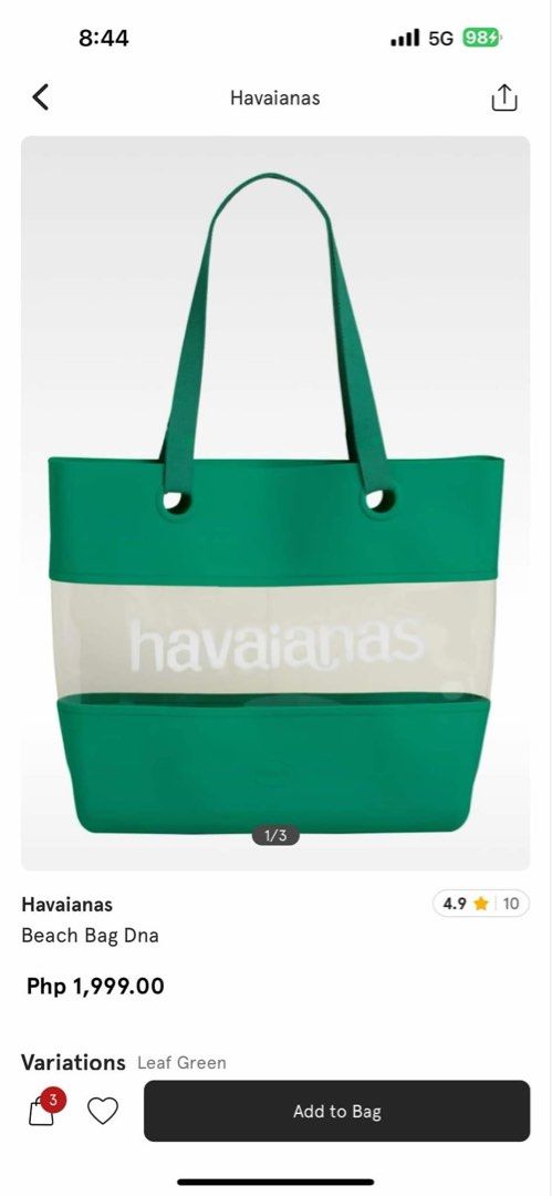 Havaianas Beach Bag DNA Used 1 500 only origanl price is 1999.00 Women s Fashion Bags Wallets Beach Bags on Carousell