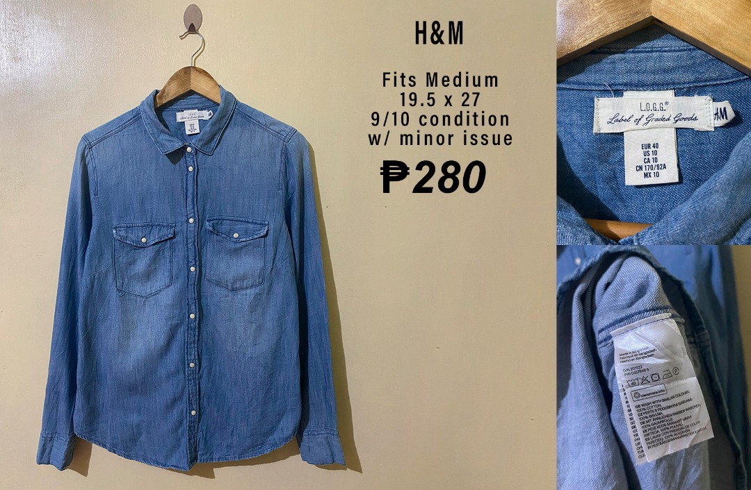 Denim long sleeve shirt h shop