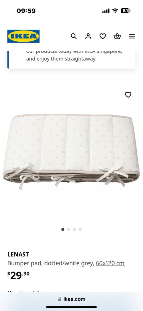 IKEA cot bumper Lenast Babies Kids Baby Nursery Kids Furniture Cots Cribs on Carousell