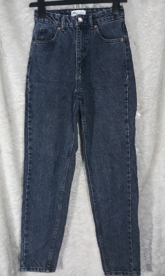 [Lp:64] Authentic ZARA mom fit high waist jeans in dark grey