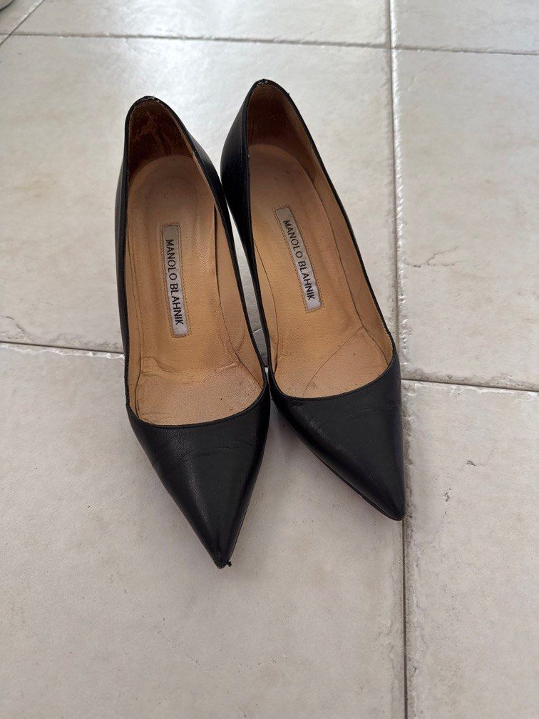 Manolo Blahnik BB 70 75mm black EUR34.5 Women s Fashion Footwear Heels on Carousell