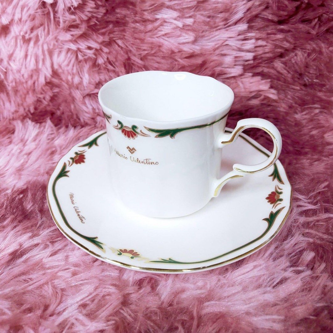 Mario Valentino cup and saucer (Category: Coffee & Tea Tableware) located in San Pablo. Submitted by lamujer_stonewareph (Listing ID 1328226671, Image 3). Description: Saucer-Gold intact Cup- has gold rubs.