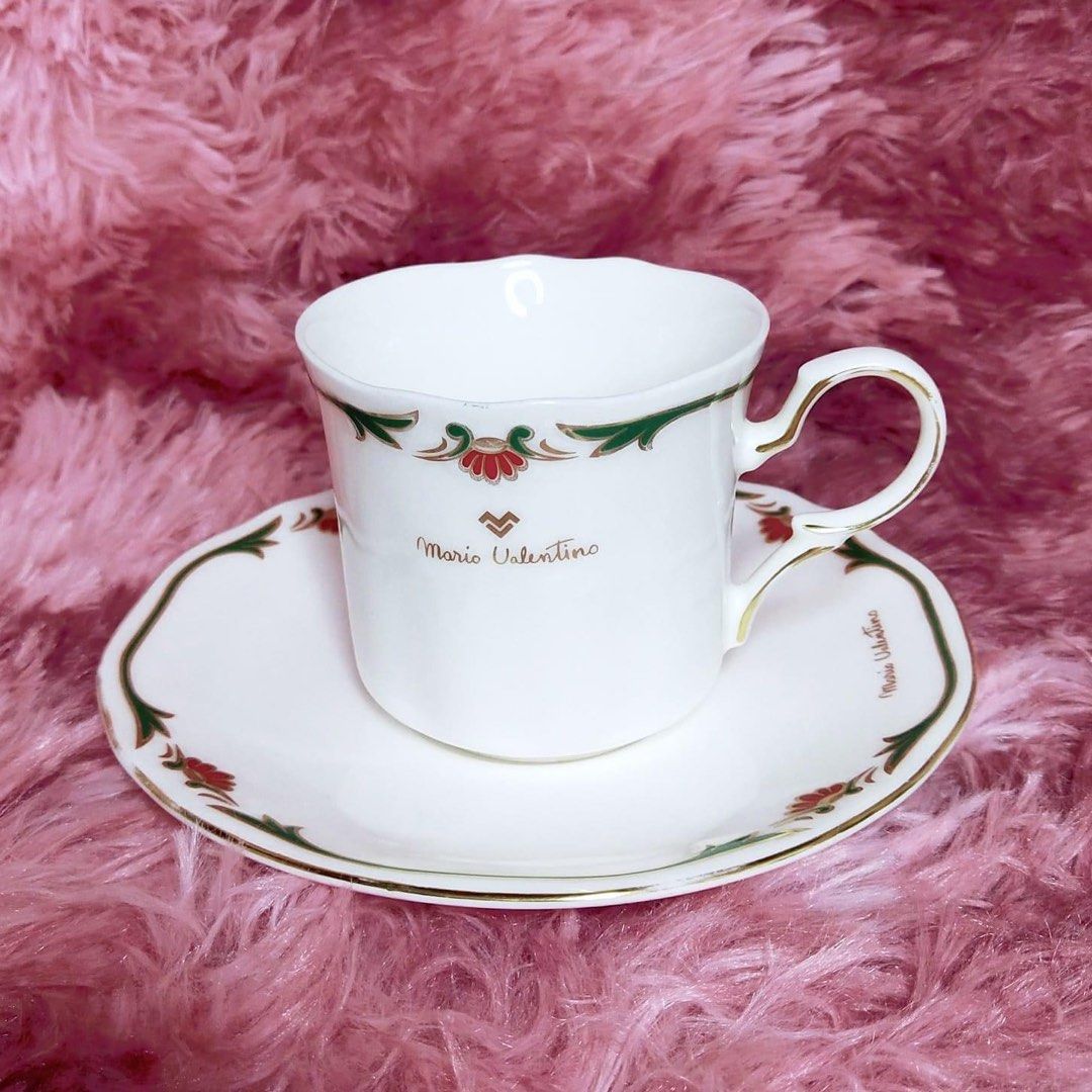 Mario Valentino cup and saucer (Category: Coffee & Tea Tableware) located in San Pablo. Submitted by lamujer_stonewareph (Listing ID 1328226671, Image 1). Description: Saucer-Gold intact Cup- has gold rubs.