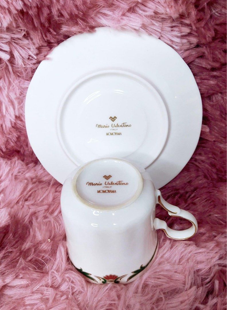 Mario Valentino cup and saucer (Category: Coffee & Tea Tableware) located in San Pablo. Submitted by lamujer_stonewareph (Listing ID 1328226671, Image 2). Description: Saucer-Gold intact Cup- has gold rubs.