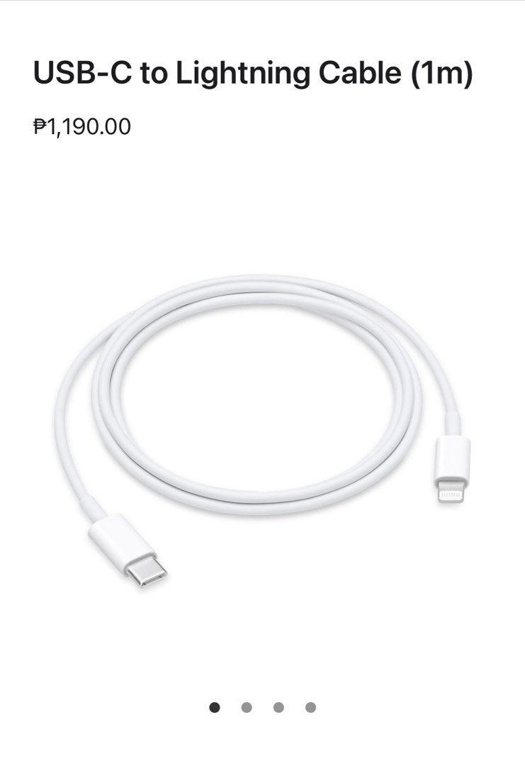 ORIGINAL TYPE C TO LIGHTNING CORD (Category: Cables & Adaptors) located in Makati City. Submitted by _alingk_ (Listing ID 1328166817, Image 1). Description: Original and not yet opened. Bought in Beyond the Box- LCT last February. .