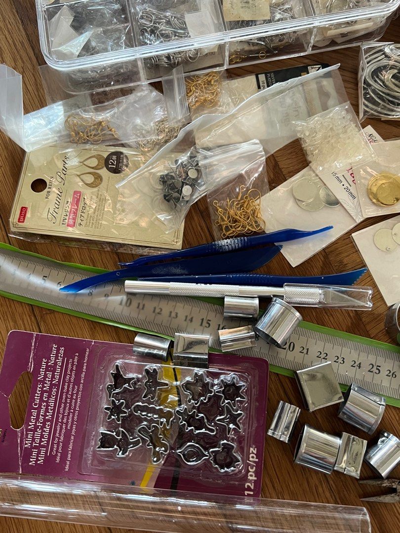 Crafting set Polymer clays, earring kit, jump hoops, metal cutters