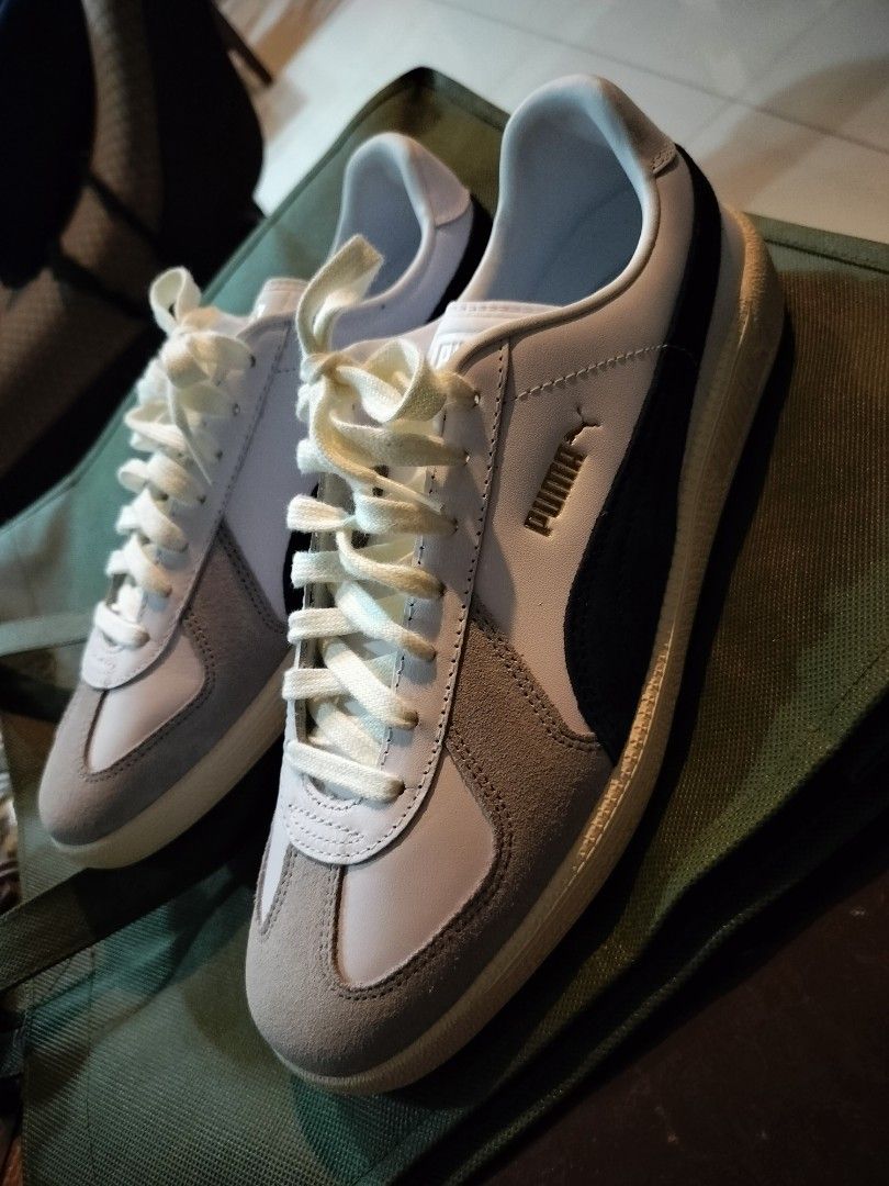 Puma Unisex Army Sneaker Shoes (Category: Sneakers) located in Quezon City. Submitted by webster914 (Listing ID 1328151124, Image 3). Description: Puma Army Sneakers (unisex) White-cool light gray-club navy Size 10 Brand new RFS: I ordered the wrong size.