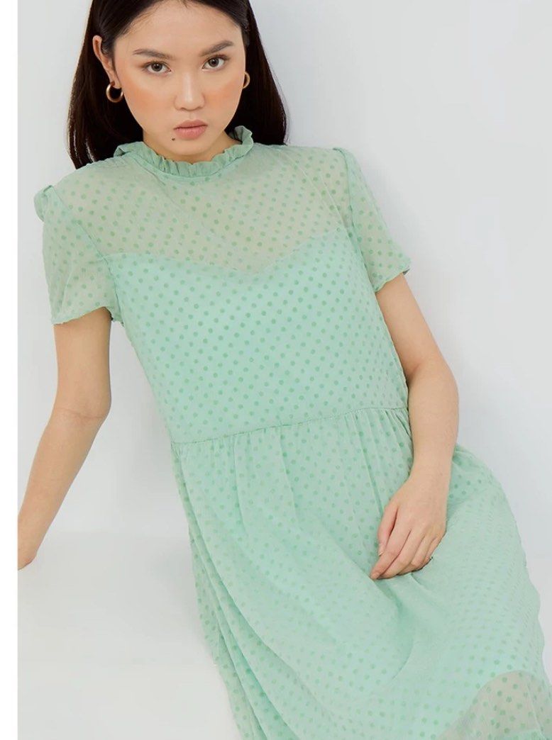 Savnion Dotti Dress Midi Dress Formal Dress, Fesyen Wanita, Pakaian Wanita,  Gaun & Rok di Carousell