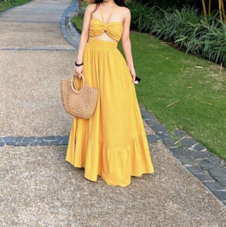 cut out maxi dress shein Shein Yellow Cut Out Maxi Dress, Women's Fashion, Dresses & Sets, Dresses  on Carousell