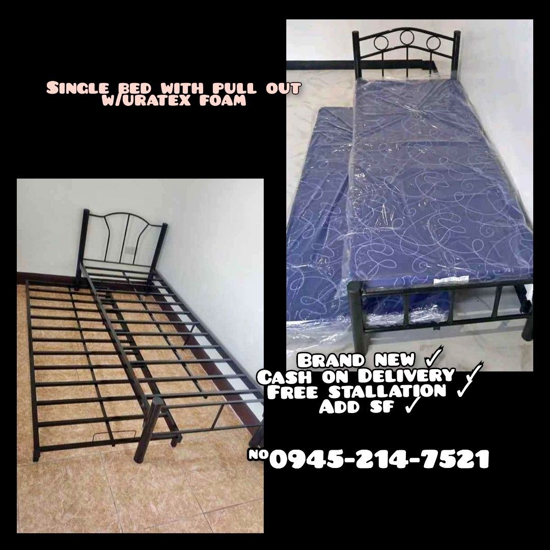 Single bed with pullout with uratex foam (Category: Bed Frames & Mattresses) located in Manila. Submitted by jhengsellav (Listing ID 1328170791, Image 1). Description: PM FOR INTERESTED AVAILABLE ONHAND CASH ON DELIVERY /PICT UP! FREE STALLATION PARA HINDI HASSLE! ORDER NOW ! DELIVER LATER! BRAND NEW NOT SECOND HAND OPEN FOR BULK ORDER! WITH DISCOUNT!... DERRECT MESSAGE FOR INTERESTED THANK YOU KEEP SAFE ! 🙂☺️.