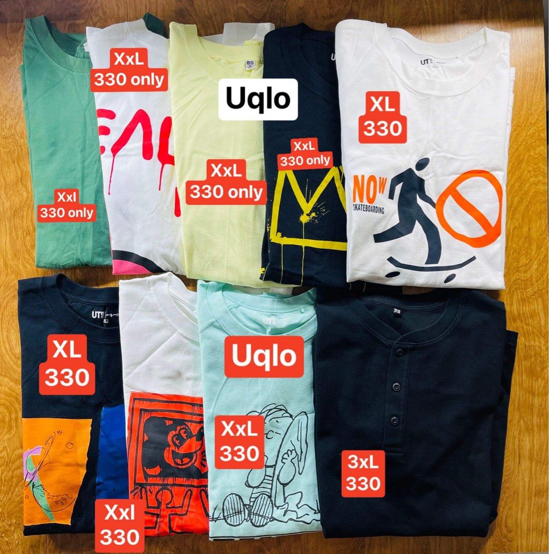 Uniqlo mens clothes tshirt (Category: Tshirts & Polo Shirts ) located in Quezon City. Submitted by akieo (Listing ID 1328241062, Image 1). Description: Mens Tshirt Condition: slightly used Sizes xl xxl 3xl Price: 280/ 330 each Qc area Nationwide Shipping.