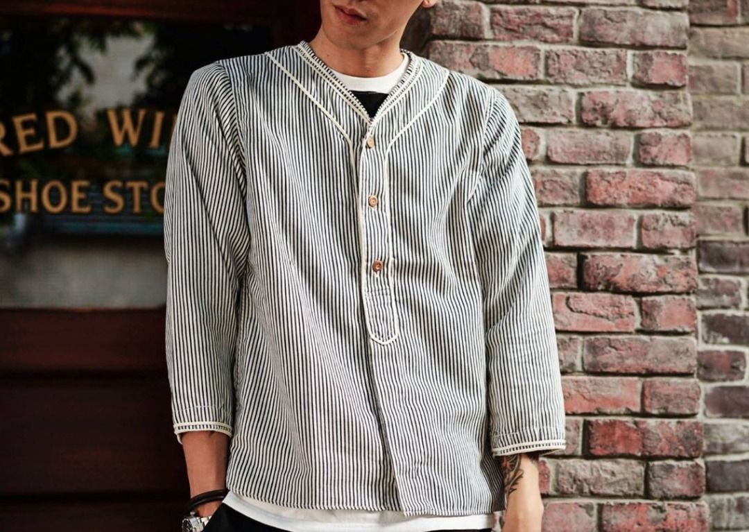 Visvim 17ss Dugout Shirt L/S Stripes Grey Size 3 M Vest Bandana 
