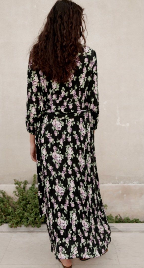 zara black floral midi dress SAMPLE-Zara Midi Dress – SABO