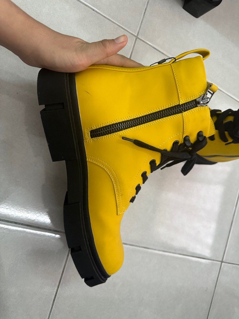Yellow boots zara top
