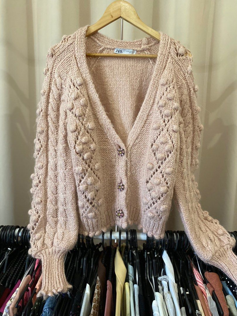 Zara Thick Knit Cardigan Women s Fashion Tops Longsleeves on Carousell