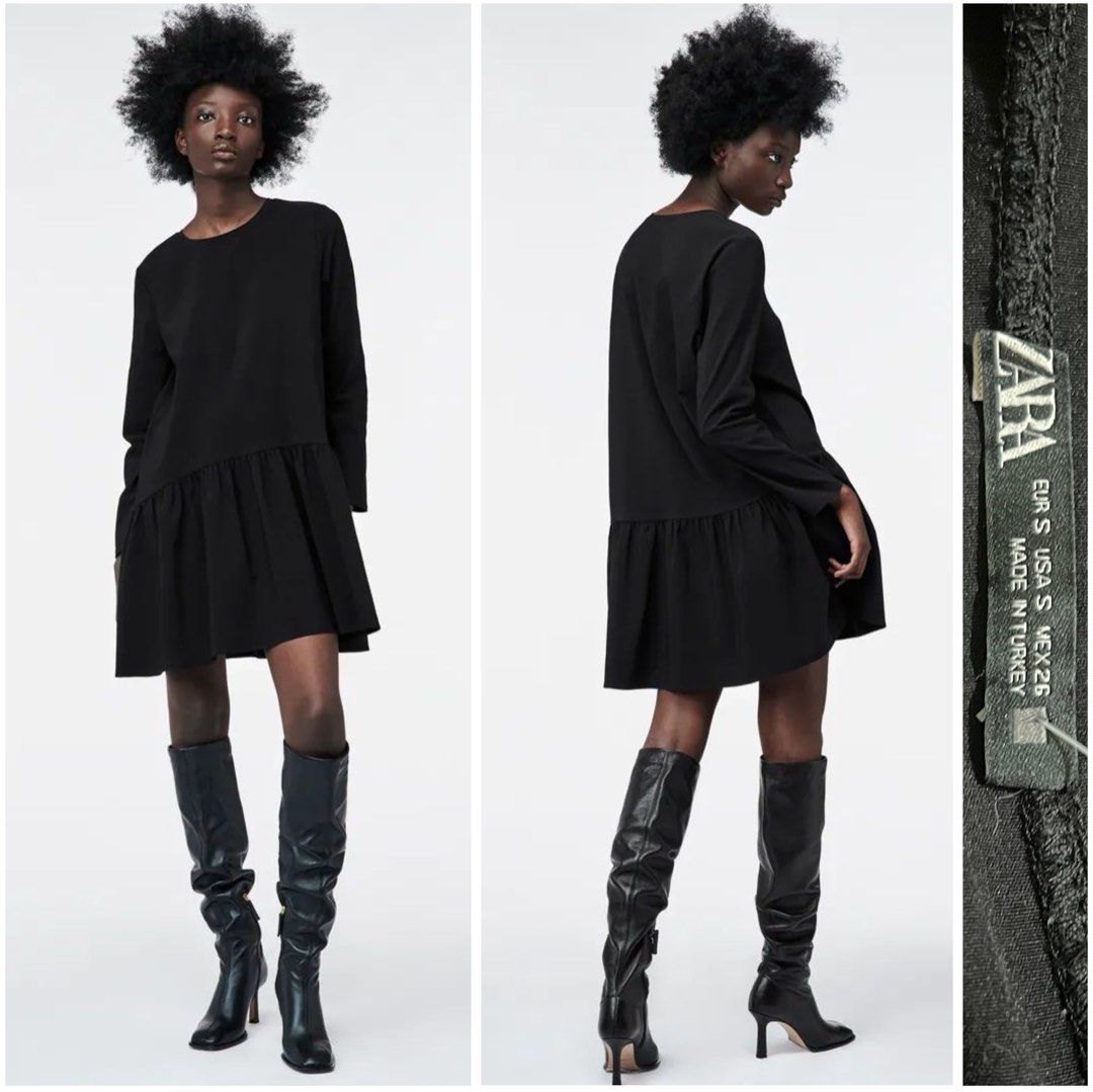 zara black flounce dress Zara Dress: Black Mini Dress for Date Night