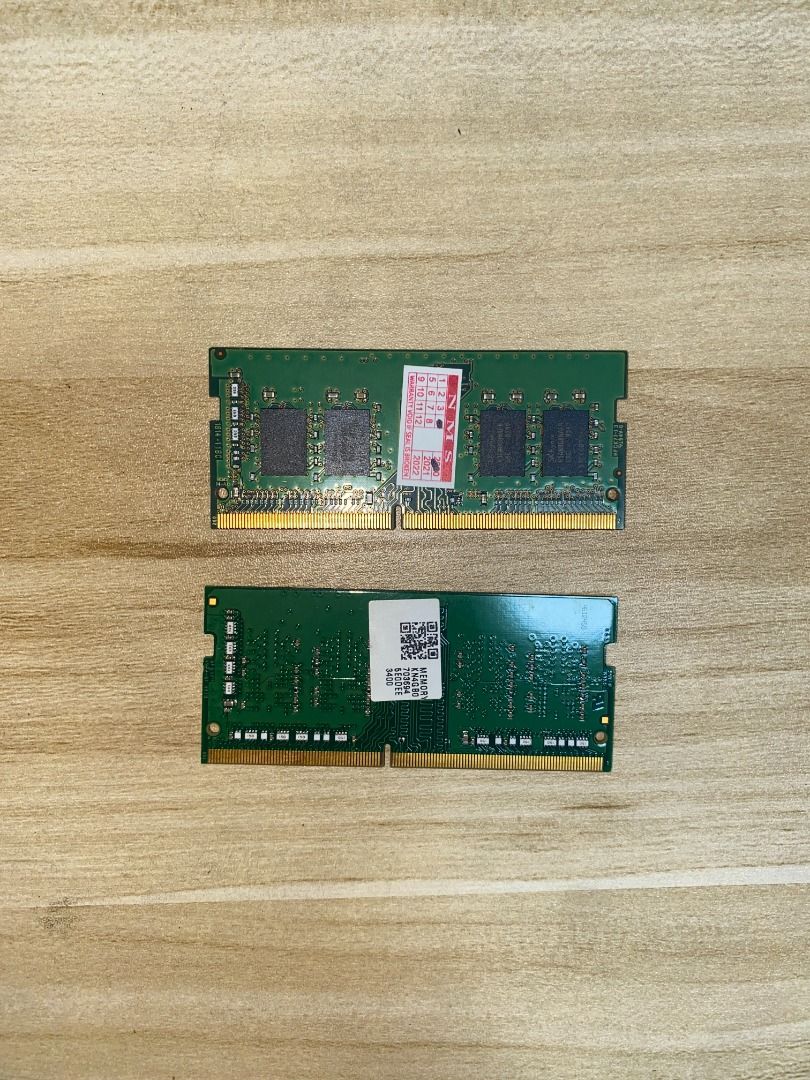 8GB RAM DDR4 2400/2666Hz (Category: Computer Parts) located in Bacoor. Submitted by jiwoomingcart (Listing ID 1323538404, Image 2). Description: Both items are from my old Nitro 5 laptop. - Clean pins. - 1 8GB (600PHP) + 1 4GB (400PHP), get both for 900PHP. Location: Diliman, QC..
