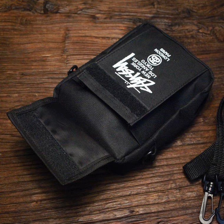 🔥 Twin Bundle Sale Stussy Black Small Sling Bag Men Woman