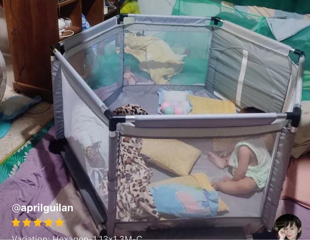 Baby Playpen - color grey (Category: Bed Guards) located in Taguig. Submitted by chillane (Listing ID 1323515977, Image 2). Description: Saglit lang ginamit ng baby ko mas preferred namin mas malaki na playpen.