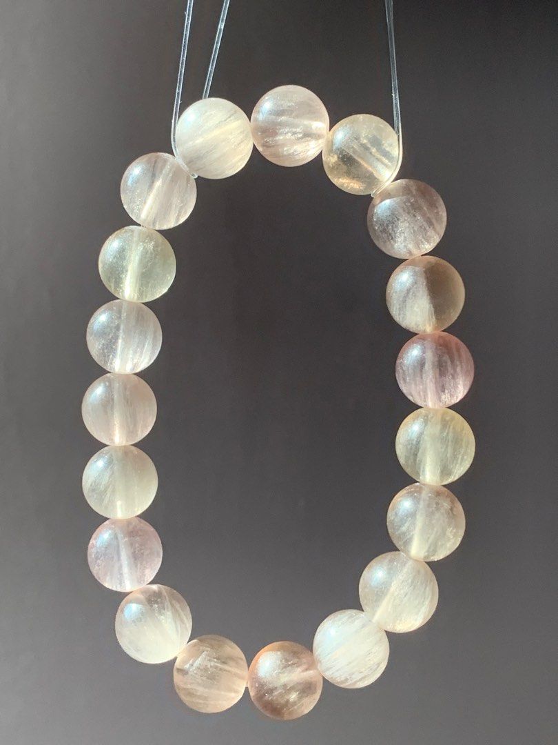 Brushed feather fluorite bracelet 10.5mm 拉丝莹石手串, Women 