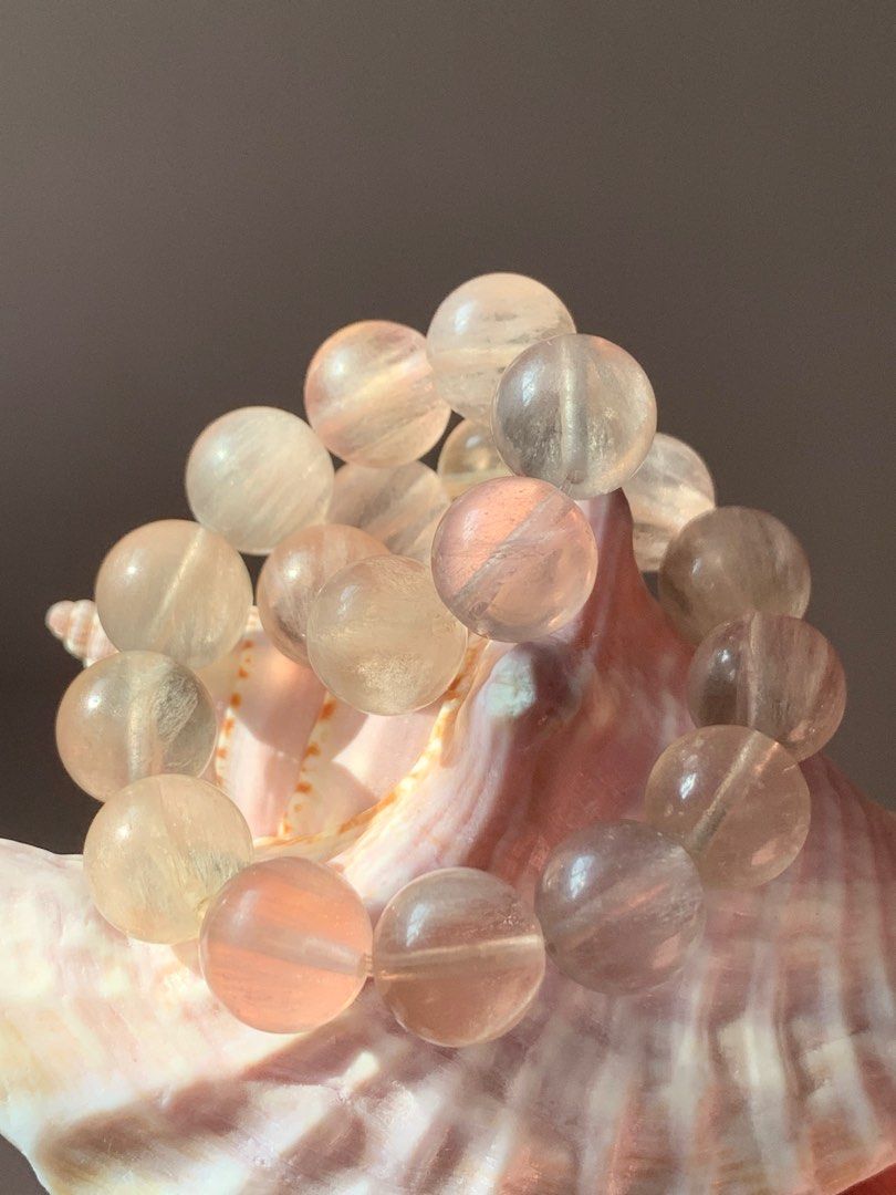 Brushed feather fluorite bracelet 10.5mm 拉丝莹石手串, Women 