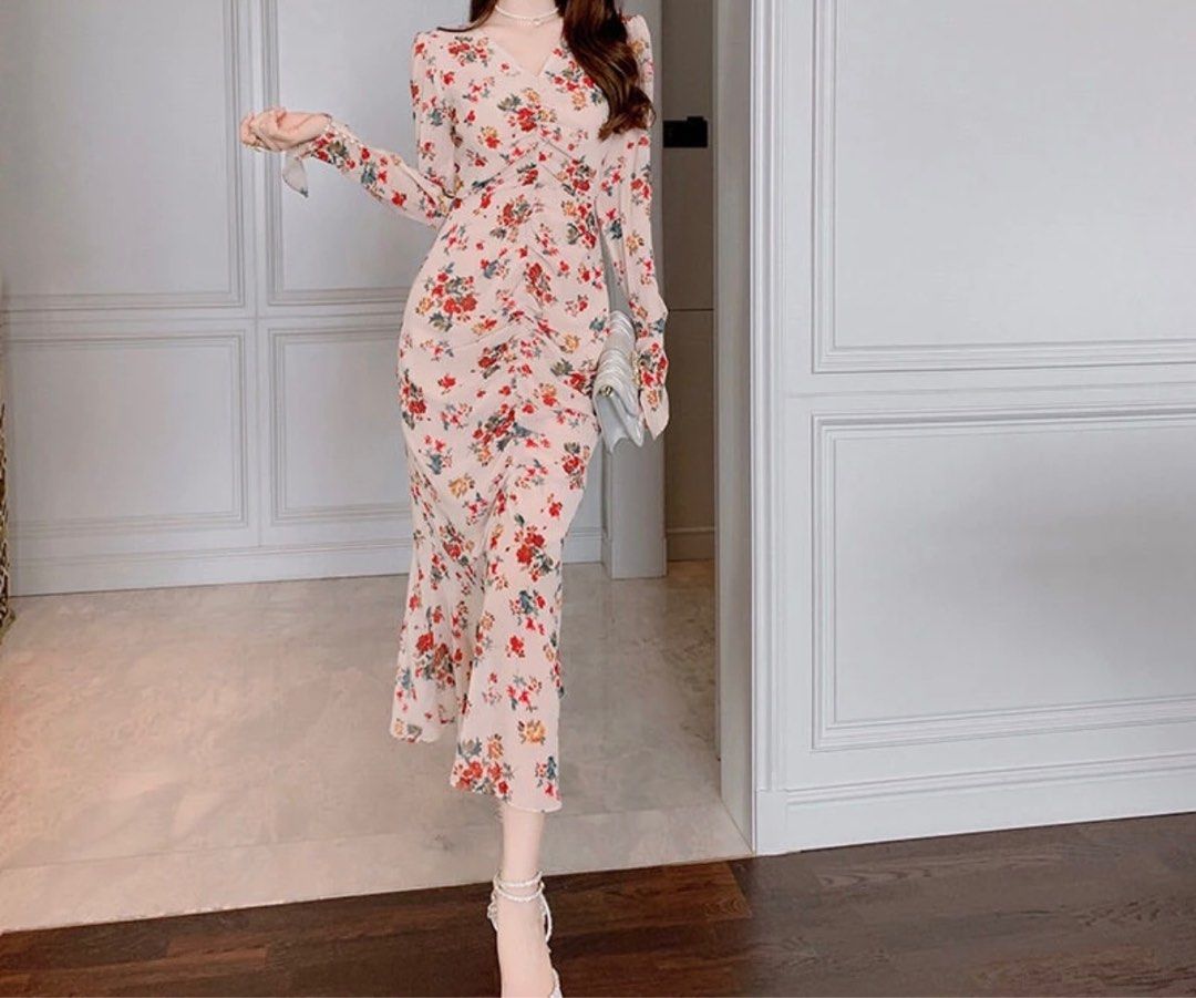 Long sleeve fishtail dress online