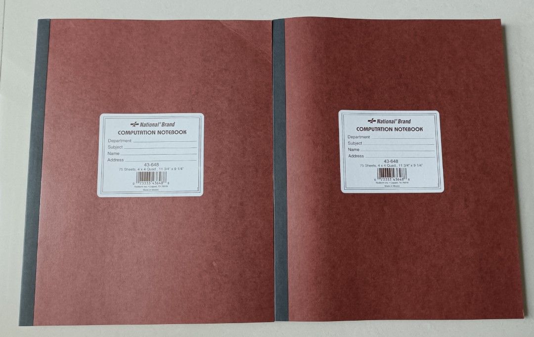 Computation Notebook (Category: Stationery & School Supplies) located in Singapore. Submitted by the_corner_store (Listing ID 1323510553, Image 2). Description: Computational Notebook Made in Mexico Retail at $30+ per book $18 per book $30 for 2.