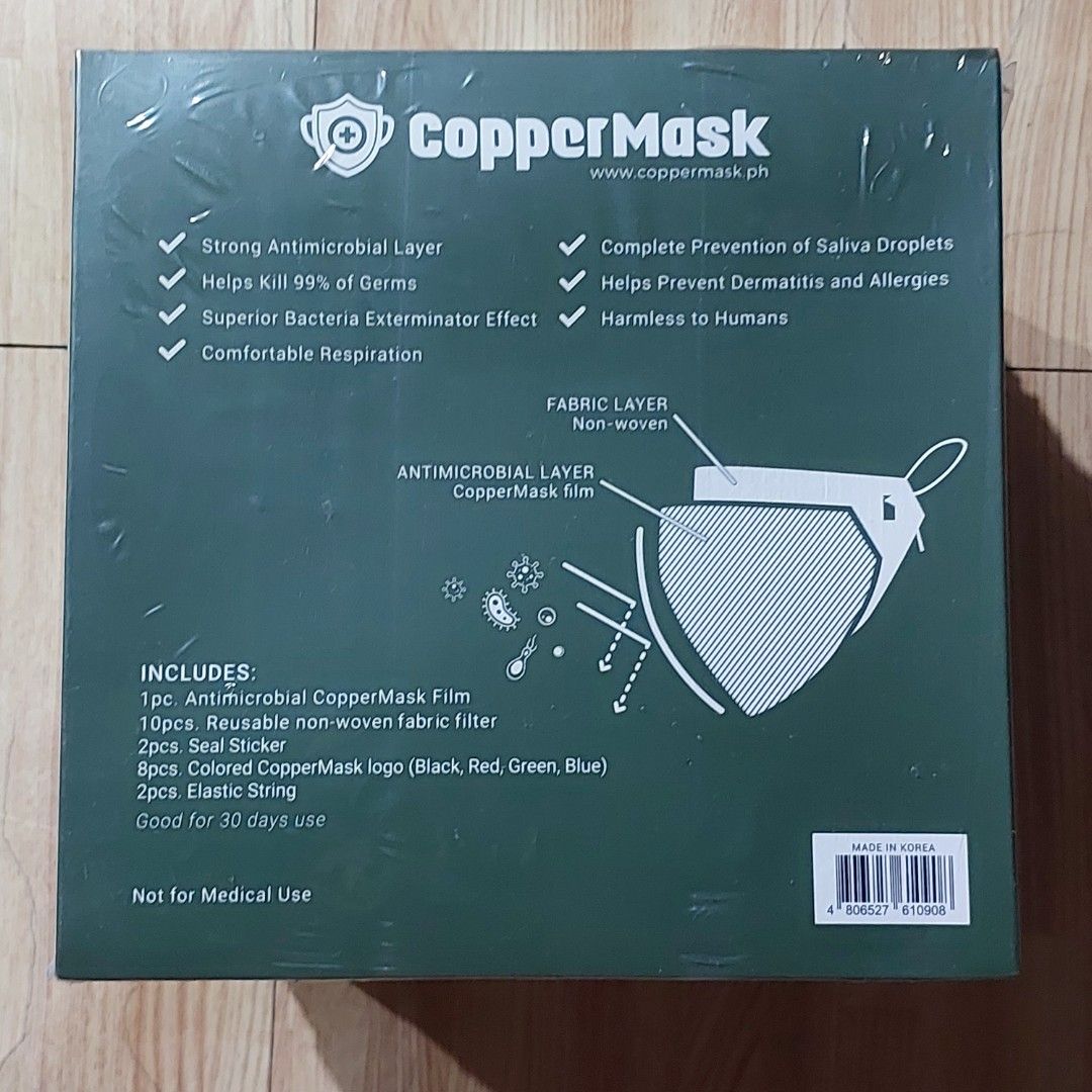 Copper mask (Category: Face Masks & Face Shields) located in Marikina City. Submitted by cj_declutter (Listing ID 1323502822, Image 3). Description: .