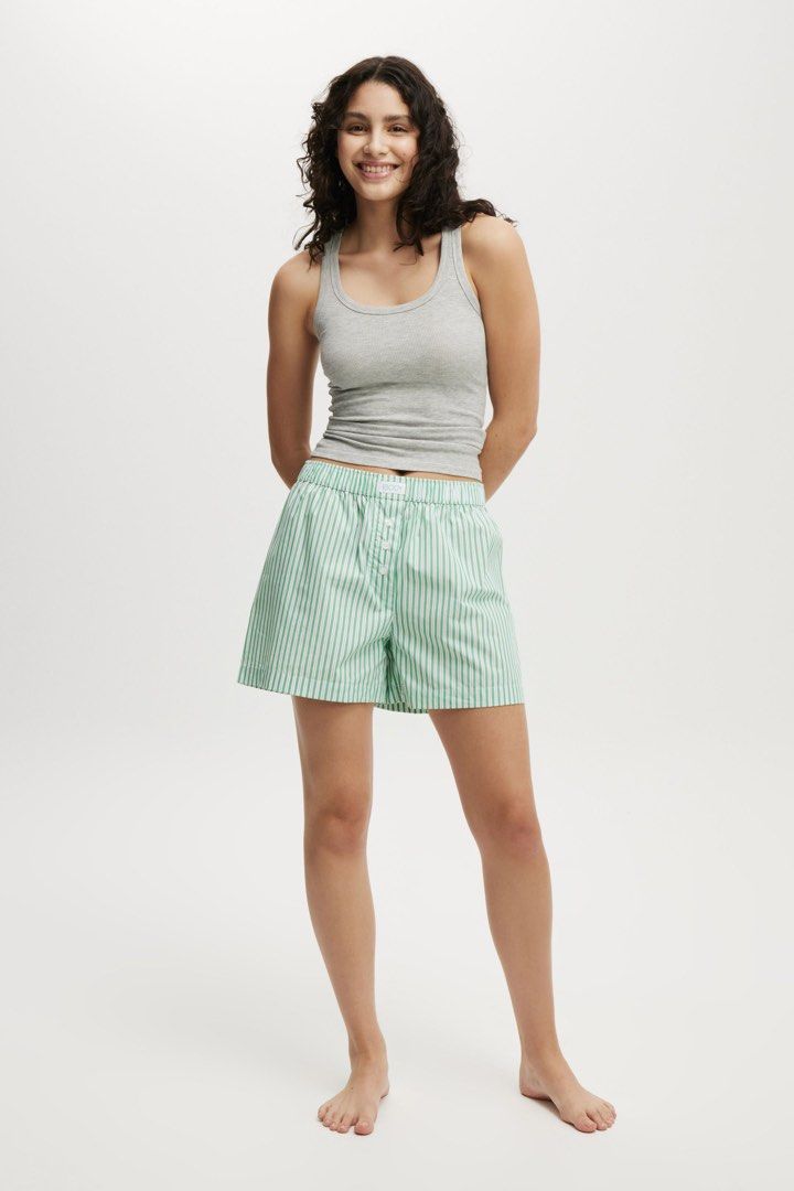 Cotton On Boyfriend Boxer Shorts in Green Stripe Women s Fashion New Undergarments Loungewear on Carousell