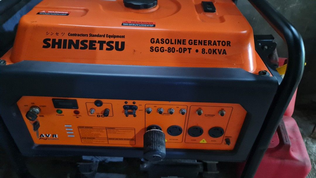 Generator (Category: Construction Tools & Equipment) located in Muntinlupa City. Submitted by strlltsantos (Listing ID 1323520601, Image 2). Description: used twice, good as new shinsetsu gasoline generator SGG-80-OPT 8.0KVA.