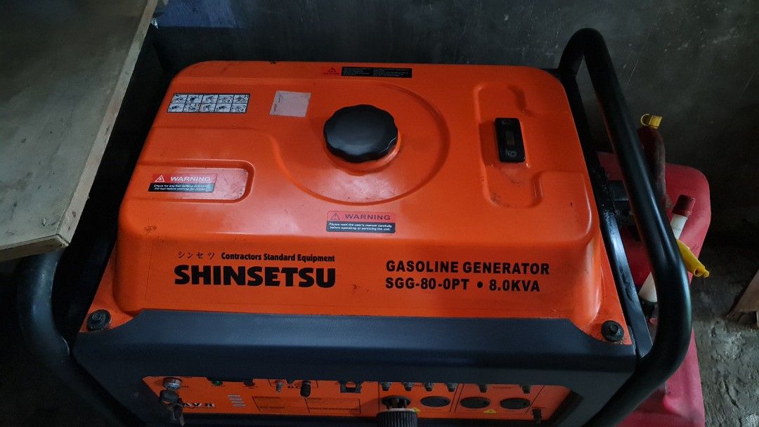 Generator (Category: Construction Tools & Equipment) located in Muntinlupa City. Submitted by strlltsantos (Listing ID 1323520601, Image 1). Description: used twice, good as new shinsetsu gasoline generator SGG-80-OPT 8.0KVA.