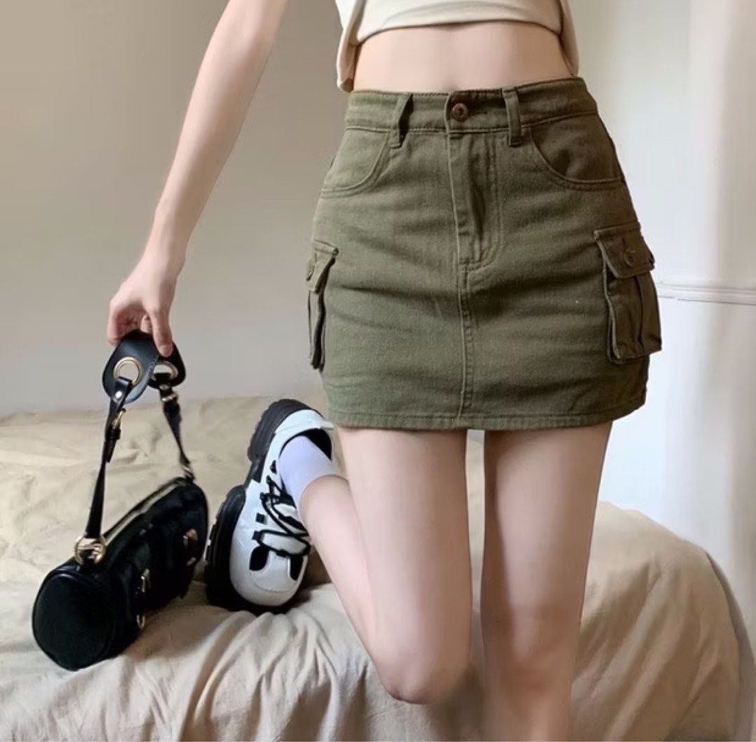 Green cargo pencil skirt deals