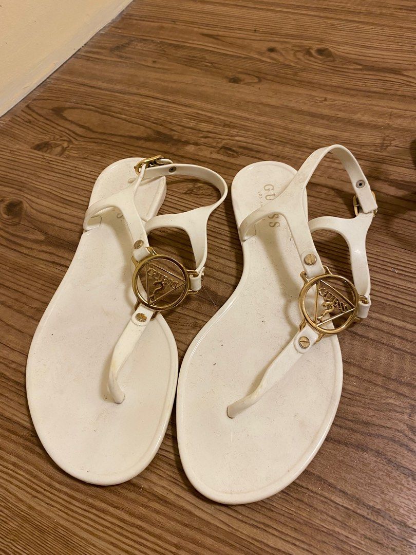 Guess white flip flops shop