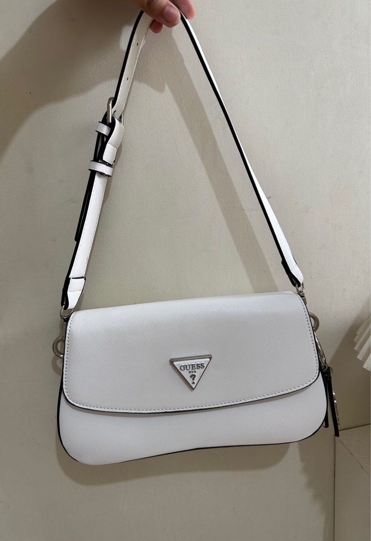 Guess white shoulder bag Luxury Bags Wallets on Carousell