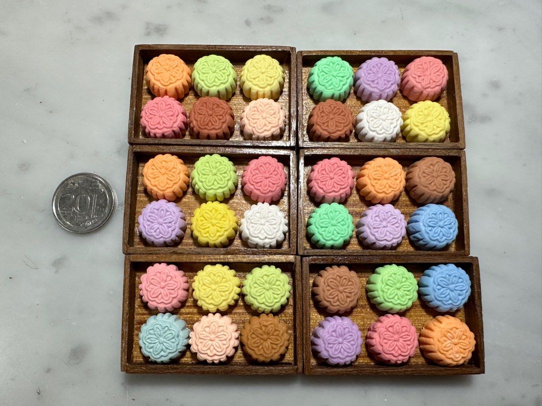 Handmade Miniature Snow skin Moon cake, Ice Skin, Snowy Skin, Mid Autumn festival , clay (Category: Handmade Craft) located in Singapore. Submitted by mini.collectibles.1 (Listing ID 1323606790, Image 1). Description: 1 tray (6 pcs) $12 1 plate (2 pcs) $7 All miniatures are handmade. Size may varies. May have finger pressing stains. Made from clay. Miniature Showcase Display Store at the address below: Blk 2019 Bukit Batok St 23 (Industrial Park 