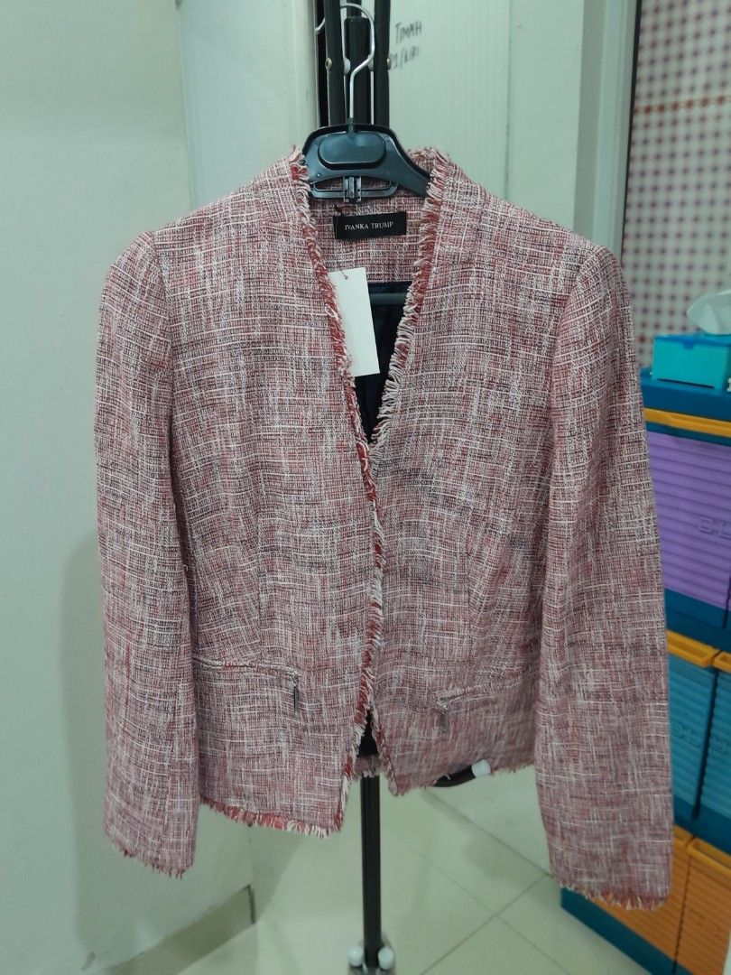 IVANKA TRUMP RED TWEED BLAZER, Fesyen Wanita, Pakaian Wanita, Baju