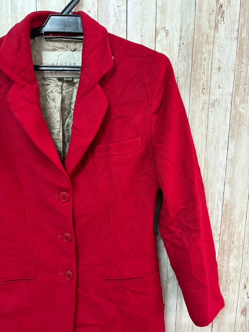 JIGSAW Made in England 100 Wool Red Blazer Jacket Women s Fashion Coats Jackets and Outerwear on Carousell