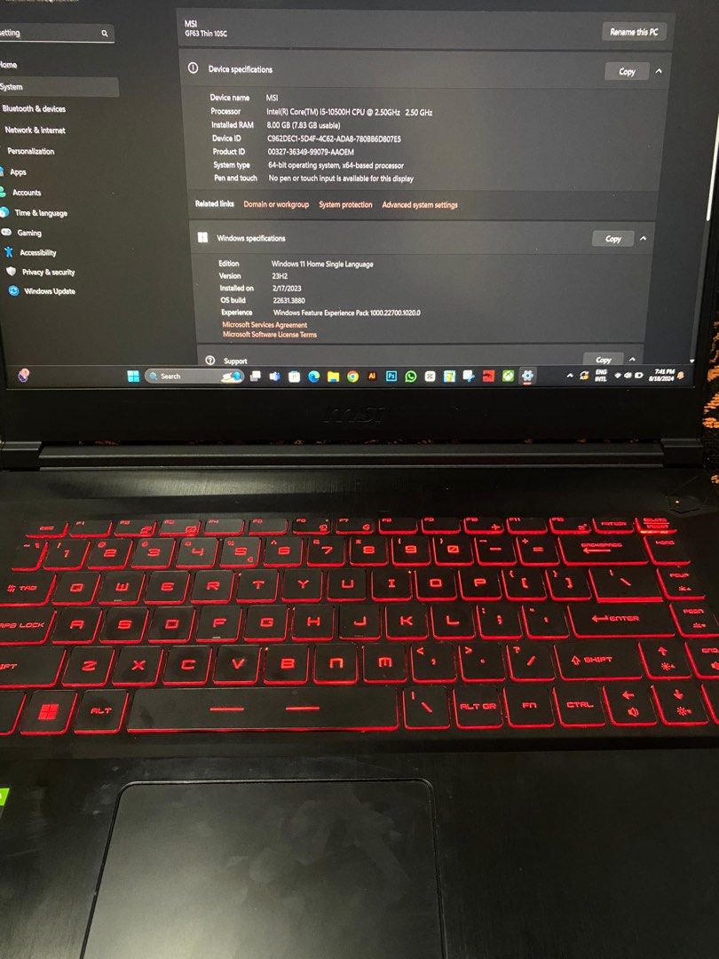 Laptop MSI GF63 Thin 11 SC-888MY, Computers & Tech, Laptops & Notebooks ...