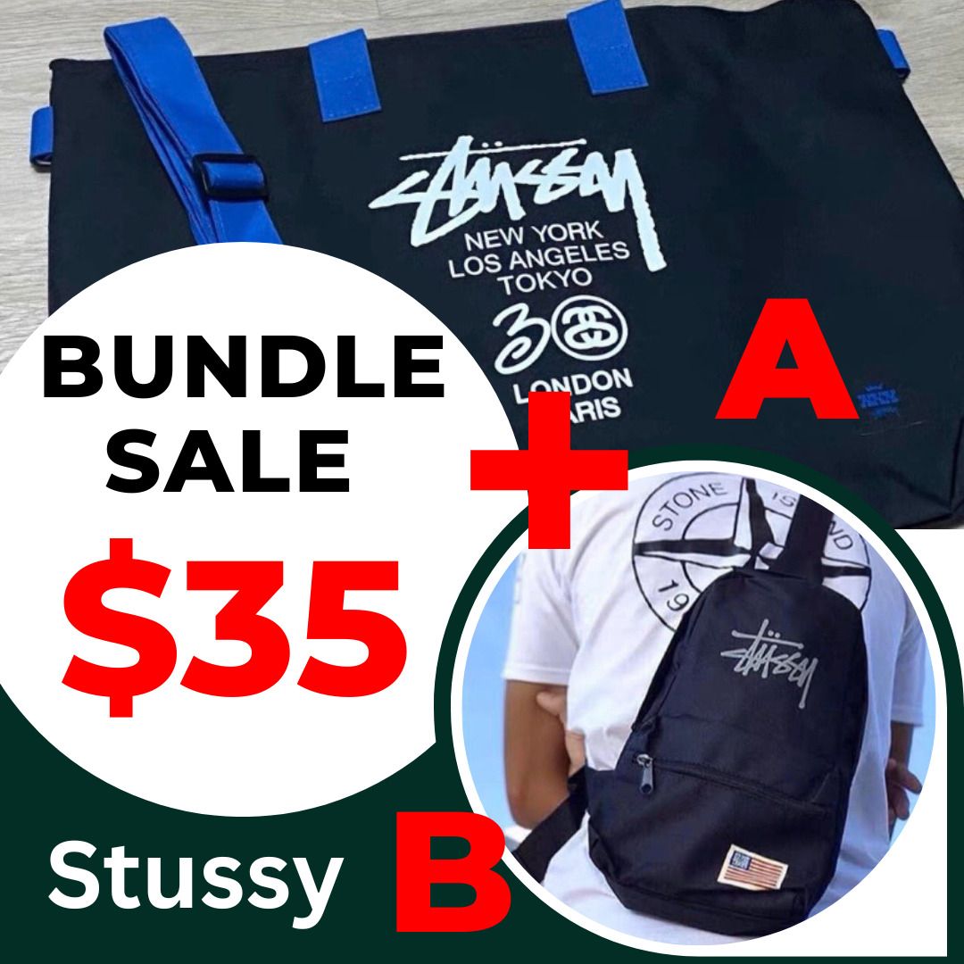 Limited Edition Stussy Blue Black Sling Bag Japanese Magazine Men Woman Ladies Hand Carry Crossbody Bag Shoulder Bag Shopping Bag Flash