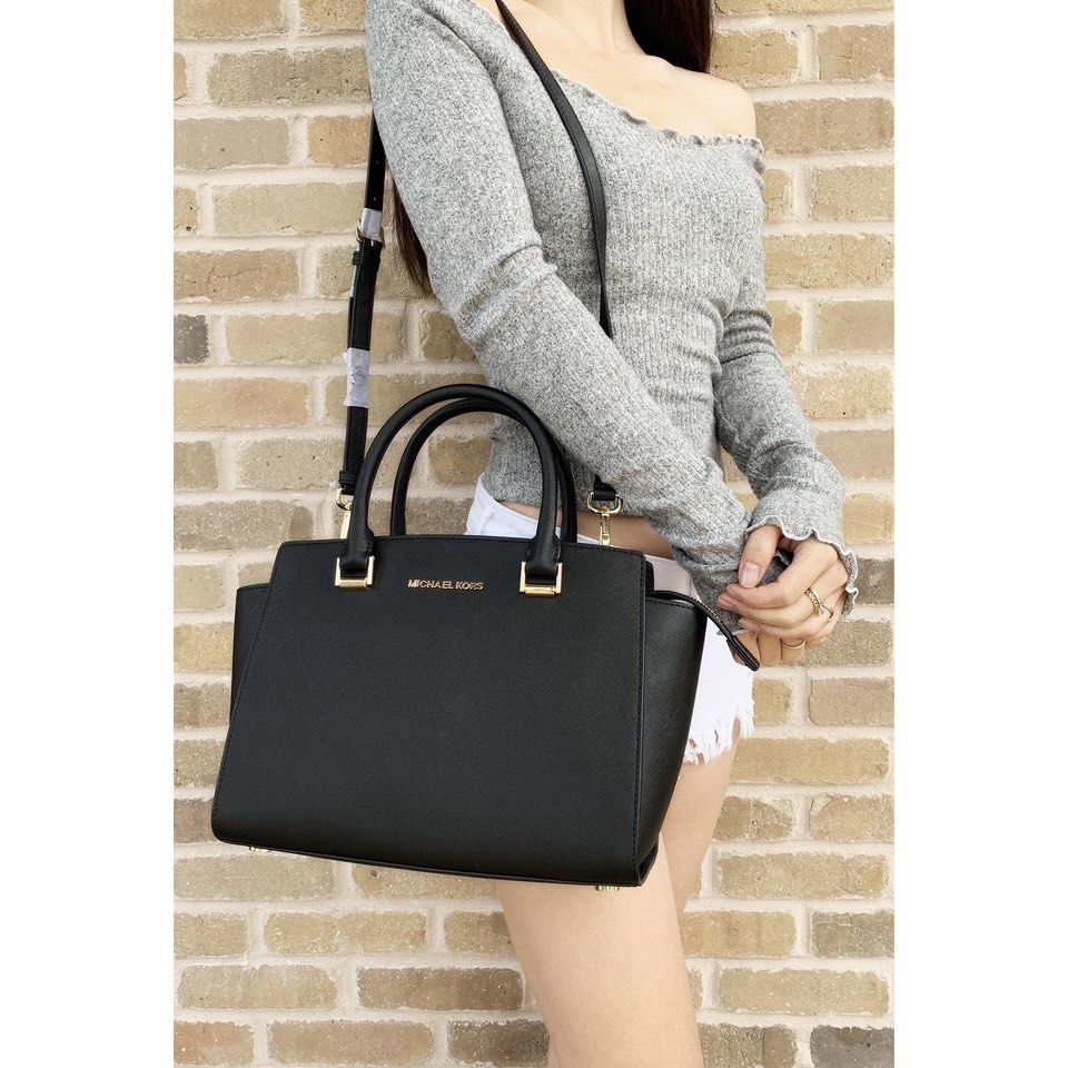 Michael Kors Selma Medium Saffiano Leather Satchel Bag MK 35H8GLMS2L